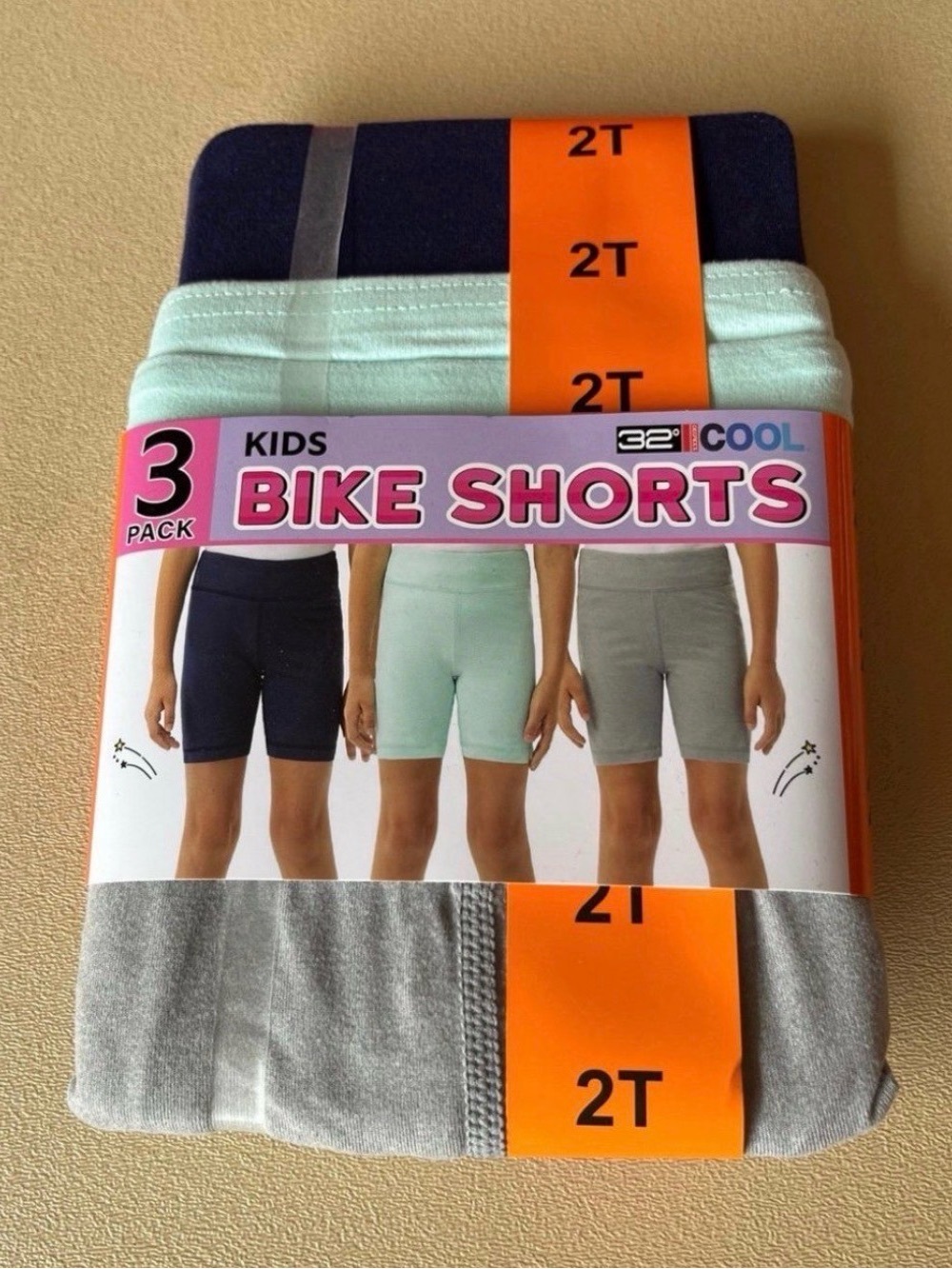 32 Degrees Kids Bike Shorts 3-Pack in Navy, Mint, Gray